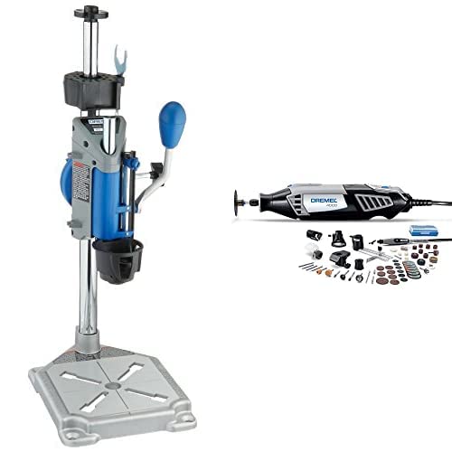 Dremel, Estación de Trabajo para Herramientas Rotativas, 220-01 + Dremel 4000 Mototool Con 6 Aditamentos y 50 Accesorios + Maletín