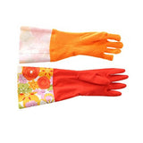 Cocina goma limpieza guantes con forro interior hogar Thickening PU Guante de látex de lavado impermeable 2 pares