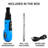 NEIKO 10577A Cordless Power Screwdriver | 1/4” Hex Auto-Lock Safety Chuck | Includes Phillips and Flathead Bit | USB Rechargeable Lithium-Ion Technology | Auto and Manual Mode