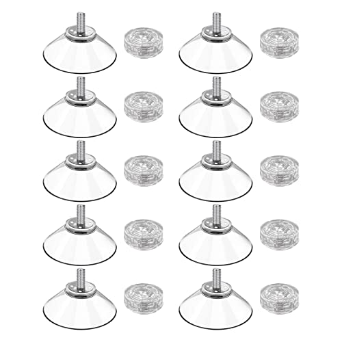 Juego de 10 Soportes para ventosas Fuertes M4 - Soportes de Ventosa Transparentes de 8x40 mm para Ventanas de Vidrio Azulejos Paredes Espejos y Superficies Lisas