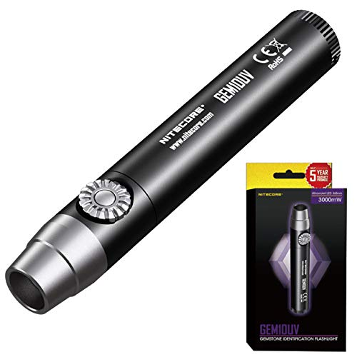 Nitecore GEM10UV - Linterna de identificación de Gemas con LED Ultravioleta, Color Negro