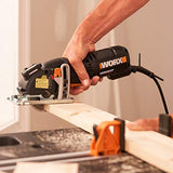 Worx WX420L Sierra circular compacta eléctrica de 3 amperios Versacut de 3 3/8 pulgadas con tecnología de guía láser