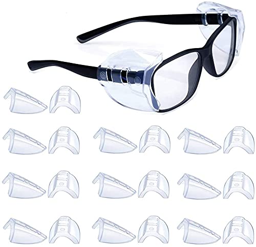 NEWKIBOU 8 Pares Protectores Antideslizantes Laterales de Gafas de Ojo,Seguridad Protector Flexible Transparente Se Adapta a Anteojos Medianos Pequeños Agregue Más Protección a Gafas de Seguridad