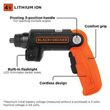 BLACK+DECKER 4 V Máx* Desatornillador inalámbrico con luz LED (BDCSFL20C)