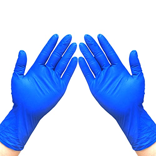 Guantes de nitrilo, sin látex, sin polvo, 100 unidades por caja (mediano, azul)