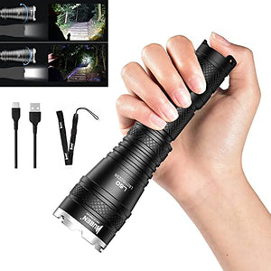 WUBEN L60 Linterna LED Portátil 1200 Lumens Lámpara Táctica Recargable 5 Modos,Zoomable Impermeable Táctica para Senderismo, cámping, senderismo