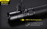 Nitecore MH10 V2 - Linterna recargable tipo C de 1200 lúmenes con cargador de pared Eco-Sensa USB rápido de 3 amperios