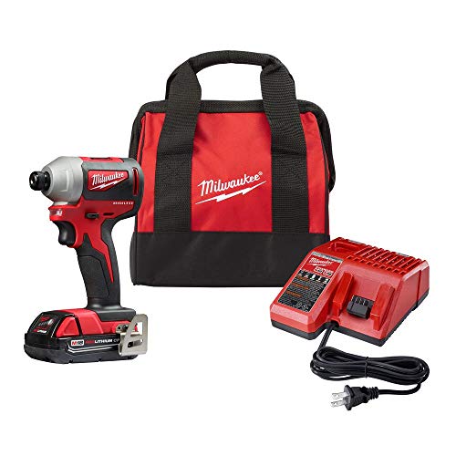 Milwaukee 2850-21P SB M18 Kit de destornillador de impacto inalámbrico compacto sin escobillas de 0,25 pulgadas con 1 batería