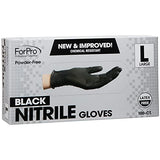 ForPro - Guantes desechables de nitrilo, resistentes a los químicos, sin polvo, sin látex, no estériles, aptos para alimentos, 4 mil, negro, grande, 100 unidades