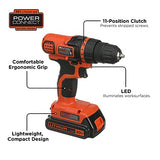 Black + Decker 20V MAX Taladro y kit de herramientas para el hogar, 68 Piezas (LDX120PK), Negro/Naranja