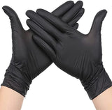 Guantes desechables de nitrilo, color negro, 100 unidades, sin látex, sin polvo, guantes de trabajo multiusos (grande)