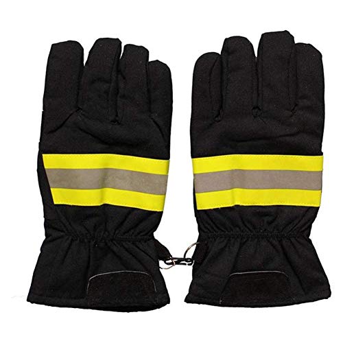 WOPOO Guantes de Cuero contra Incendios, Guantes de Bombero Impermeables Resistentes al Fuego ignífugos de Trabajo Resistentes a Altas temperaturas