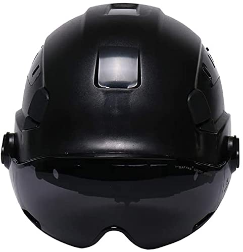 JIAChaoYi Casco de Seguridad ABS Casco de protección Ajustable para Trabajos en Altura con suspensión de 6 Puntos para construcción y Escalada(Color:Black,Size:Type A)