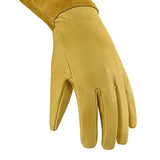 Guantes de jardinería para hombres y mujeres, a prueba de espinas, cuero vacuno para podar rosa/mora, guante largo de protección para antebrazo, guantes de trabajo para jardín (grande)