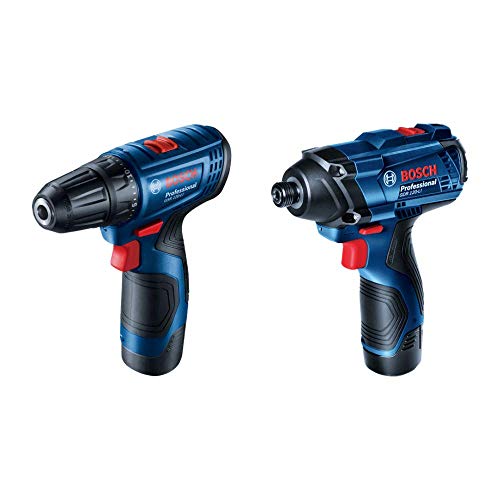 Bosch 06019G80G4 Combo Taladros/Atornilladores + Llave de impacto Inalámbricos GSR 120-LI + GDR 120-LI + 23 Accesorios