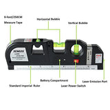 Semlos Nivel láser multiusos para colgar imágenes, láser de línea de niveles de burbuja de 2,4 m, cinta métrica ajustable estándar y regla métrica