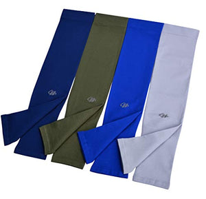 Mangas de protección solar UV UPF 50+ 4 pares para hombres y mujeres, ciclismo, golf, deportes al aire libre, Azul Oscuro+Azul Marino+Verde ejército+Gris, Large