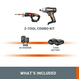 WORX Sierra de calar de corte de precisión AXIS de 20 V con controlador de impacto de 1/4 de pulgada, kit de herramientas eléctricas combo WX914L, PowerShare, 2 baterías y 1 cargador incluido