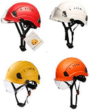 LSHAOBO Casco de Seguridad Casco Industrial ABS con Gafas, diseño de Soporte Protector, Utilizado en proyectos de construcción, Operaciones a Gran altitud(Color:Orange)