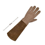 Guantes largos de poda para hombres y mujeres, guantes de jardinería de piel de cerdo, transpirables y duraderos (mediano, marrón)