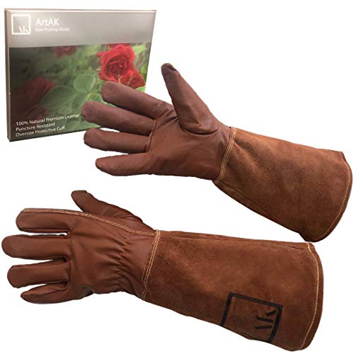 Guantes de piel para podar de jardinería a prueba de espinas para mujeres y hombres, guantes de rosa extralargos de jardinería, guantes de alta calidad de piel vacuna, guantes protectores transpirables resistentes a las espinas