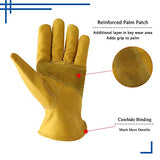 2 pares de guantes de trabajo de cuero para hombres y mujeres, guantes Rigger para conductores, trabajos de jardín, jardinería (S, amarillo)