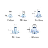 Hilitchi 105 tuercas en T de acero chapado en zinc M4 5 6 8 10, kit surtido de tuercas de cuatro garras para escalada de roca de madera, sostiene muebles de armarios