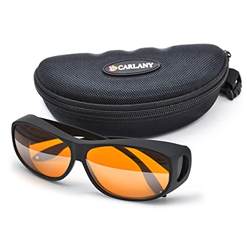 Carlany - Gafas de seguridad láser (190 nm-490 nm OD 6 +, gafas de protección láser profesional para 405 nm, 445 nm, 450 nm, 473 nm de longitud de onda, luz UV / violeta y azul