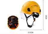 LSHAOBO Casco de Seguridad Casco Industrial ABS con Gafas, diseño de Soporte Protector, Utilizado en proyectos de construcción, Operaciones a Gran altitud(Color:Orange)