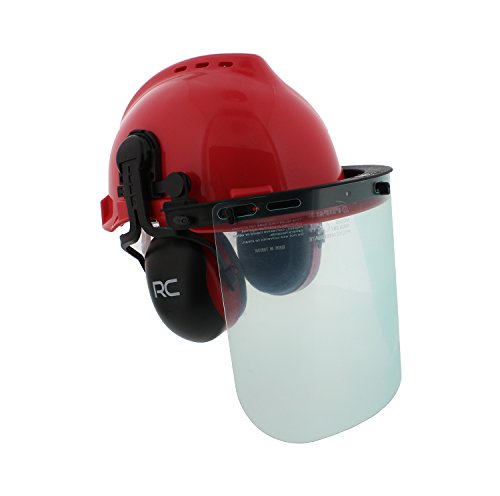 Casco de seguridad forestal – Sombrero duro ventilado, viseras de malla y plástico, orejeras protectoras – construcción, soldadura, motosierra