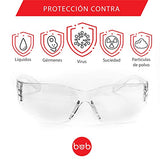 BABY BOB | Paquete de 2 Lentes Médicos Seguridad con Protección Antivirus Antiempañantes, Antirayaduras y Transparentes | Lentes Gogles Quirurgicos Herméticos Industriales Protectores Personales