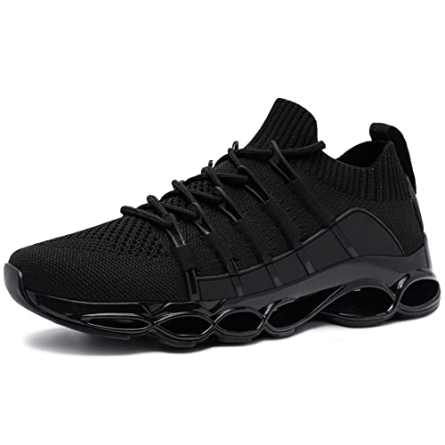 DYKHMATE Zapatos de Seguridad Ligeros para Hombre, cómodos, Transpirables, antigolpes, para Trabajo, Puntera de Tenis (10, Negro)