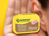 Ohropax - Juego de 2 tapones para los oídos reutilizables de cera/algodón (24 tapones en total) con funda de transporte transparente