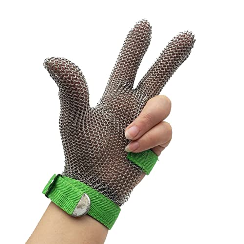 Guantes Anticortes Guantes resistentes al corte de tres dedos de metal pesado, guantes de trabajo de seguridad protectores de clase 9, tamaño ajustable, común a las manos a la izquierda y hacia la der