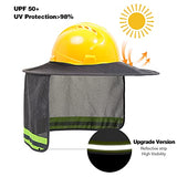 TCCFCCT Parasol de Visera Completa con Cuello de Malla para Sombreros Duros, Visera Solar de Alta Visibilidad para Cascos de construcción, Sombrero Duro no Incluido, 2 Paquetes, Gris