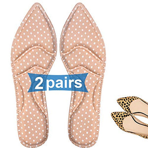 Plantillas de zapatos para mujer, plantillas de tacón alto, (2 pares beige) inserciones de cojín de zapatos transpirables, plantillas de esponja 5D descalzo, para masaje, alivio del dolor de pies, relajar tu pie.