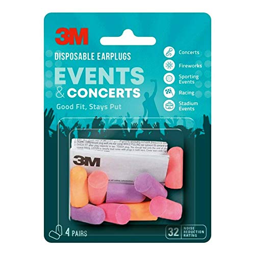 Tapones desechables 3M para los oídos, eventos y conciertos, color mutli, 32 NRR