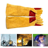 Guantes de soldadura de cuero, guantes de soldadura, guantes de soldador de cuero ignífugo, guantes de soldadura de palo calor, para soldador tiig, horno, chimenea y más, camping, estufa, barbacoa