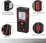 Medidor Laser de Distancia, 60M Profesional Metro Laser, Niveles de Burbuja m/in/ft/ft+in, Función de silencio, 20 Almacenamiento de Datos, Distancia, área, volumen de Pythagore, ángulo, IP54 ±2 mm Alta Precisión