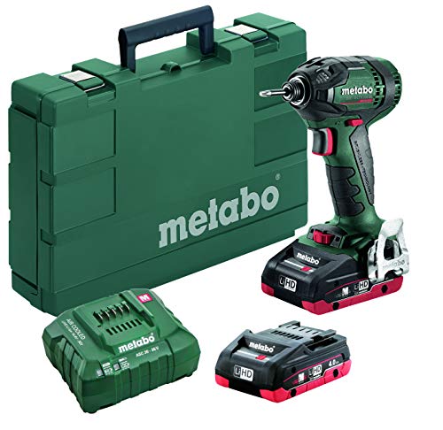 Metabo - Kit de destornillador de impacto hexagonal sin escobillas de 18 V 1/4 pulgadas, 2 unidades de 4,0 Ah Lihd (602396520 18 LTX 200 BL 4.0), controladores de impacto y llaves de impacto