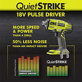 Ryobi P290 One+ 18V 1/4" inalámbrico silencioso golpe 3.200 RPM controlador de impacto con portabrocas de cambio rápido y bandeja Mag (baterías no incluidas, solo herramienta eléctrica)