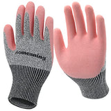 HOMEANING Guantes de jardinería para mujeres y hombres, guantes protectores recubiertos de nitrilo y goma, guantes de jardín a prueba de espinas, guantes de trabajo al aire libre, azul, verde, gris, rosa (talla M a XL) (mediano, goma, 6 pares, rosa)