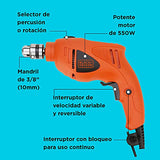 BLACK+DECKER Rotomartillo Con 41 Herramientas 3/8 Pulgadas 550W VVR HD455KA-B3