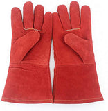 QQX Guantes De Cuero Resistentes Al Calor/Al Fuego Extremos, Guantes For Soldar Resistentes Al Calor, Guantes Largos For Soldadores, Manoplas For Soldadores/Chimenea/Camping/Cocina/Jardinería