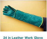 QQX Guantes De Soldador Extralargos, Guantes De Soldar Resistentes Al Calor, Guanteletes De Cuero For Soldar, 60 Cm / 24 Pulgadas, Manoplas For Soldadores For Chimenea/Soldadura/Manejo De Animales