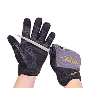 HANDLANDY Guantes de trabajo para hombre, resistentes a los cortes, guantes de mecánica de nivel 5, resistentes a desgarros y abrasión (extragrandes)