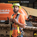 KwikSafety (Charlotte, NC) SUPERCELL COMBO | Arnés de seguridad de cuerpo completo con anillo 3D, cordón de 6 pies, cordón para herramientas, ANSI OSHA PPE protección contra caídas Equipo de retención universal de construcción para techos