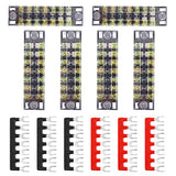 Hilitchi 12 tiras de terminales de doble fila de tornillo de 600 V 15 A 7 posiciones y 400 V 10 A 12 posiciones rojo/negro preaisladas