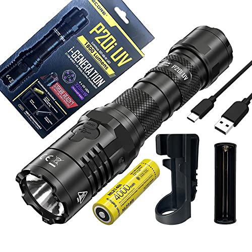 Nitecore P20i UV (P20iUV) Linterna LED recargable USB-C con funda y celda de alta capacidad de 4000 Mili Amp - 1800 lúmenes