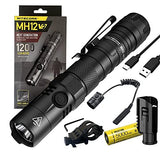 Combo: Nitecore MH12 V2 C-ree XP-L2 V6 Linterna LED -1200 lúmenes - Batería (incluida) con interruptor de presión RSW3 y montaje en desplazamiento